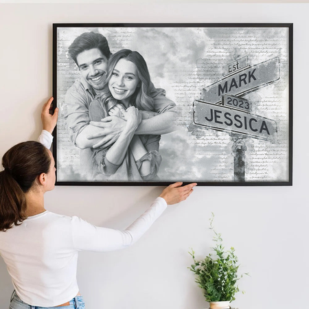Couple Photo Canvas  Personalized Gift for Friend  Boyfriend  Girlfriend Husband Wife Photo Upload Wall Art